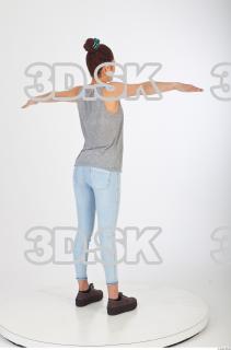 Whole body blue jeans gray T-pose woman singlet of Molly…